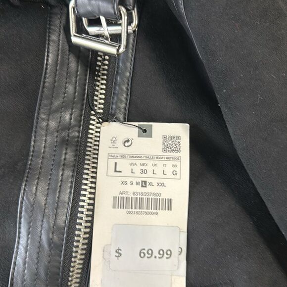 Zara Double Faced suede Jacket Black size Large nwt - Picture 8 of 10